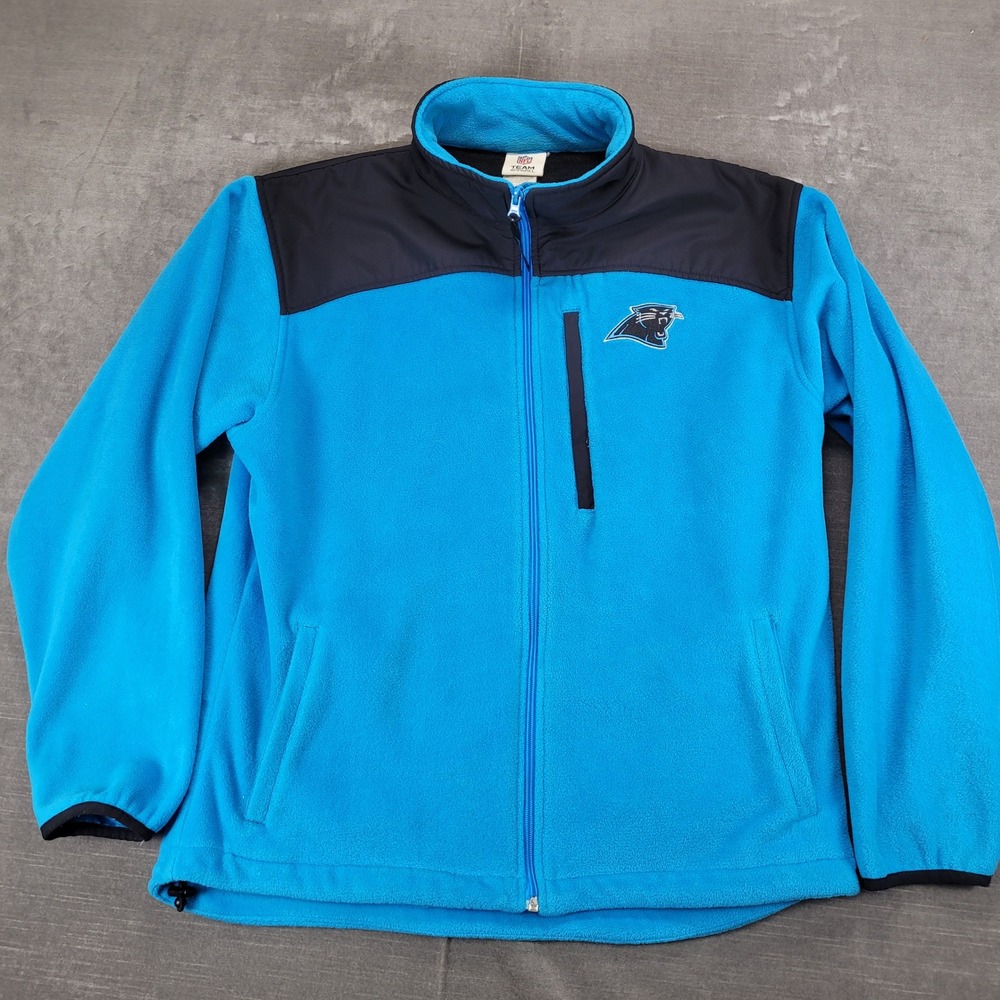 NFL Carolina Panthers Fleece Jacket‎ Zip Up Blue Black Team Apparel Men's Medium
